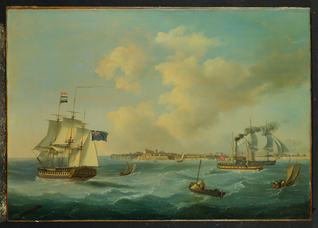 Una fregata da 44 cannoni, un piroscafo passeggeri e altre navi al largo di St. Peter Port, Guernsey da John Thomas Serres