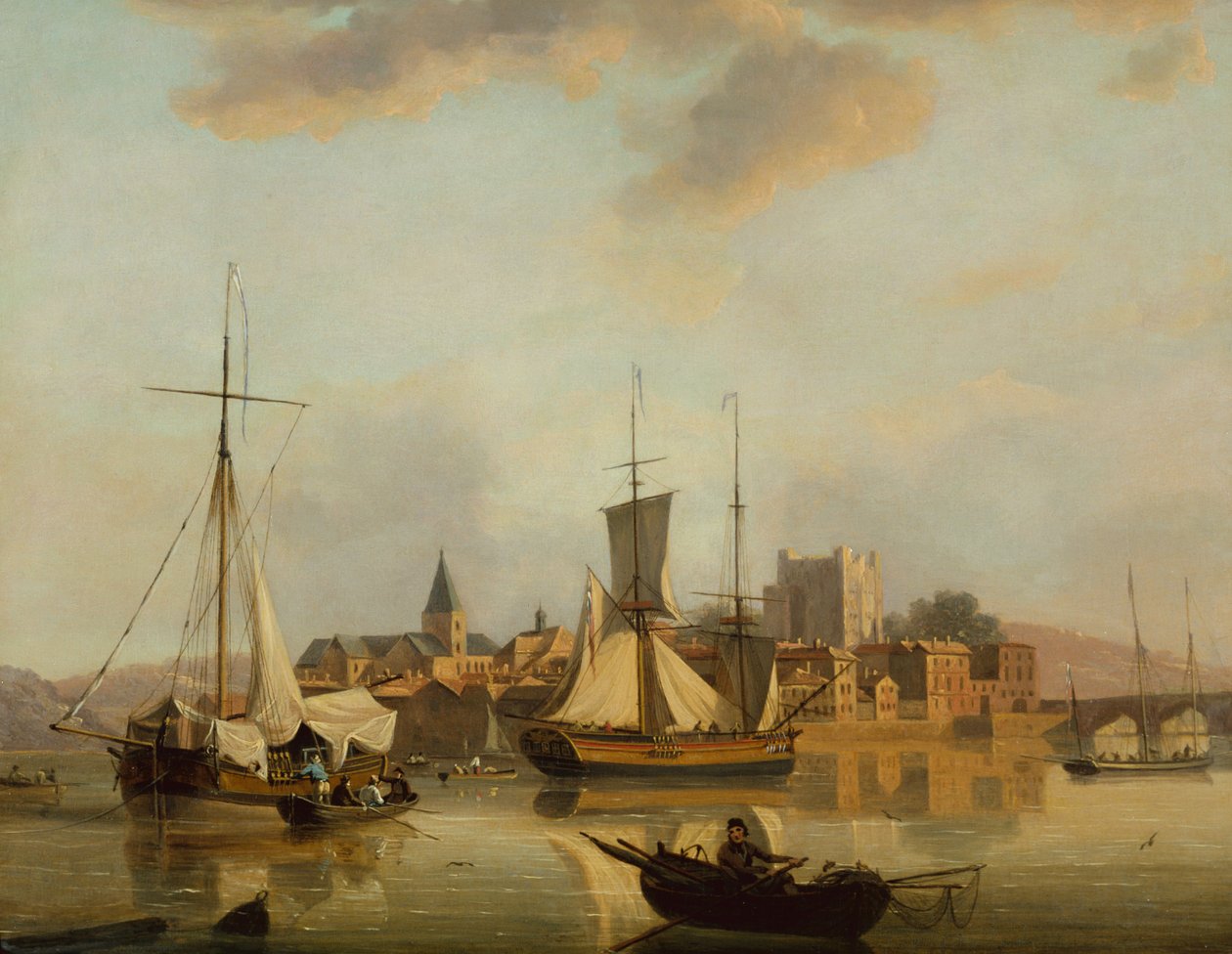 Veduta di Rochester con navi da John Thomas Serres