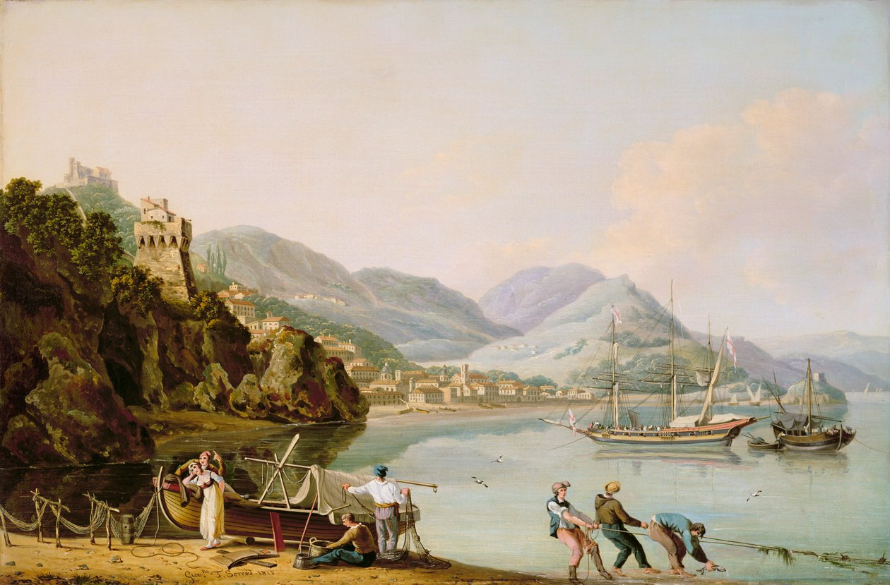 Un porto italiano con un chebec genovese all