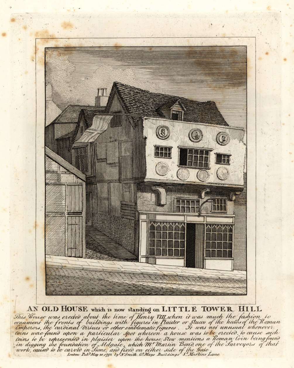 Una vecchia casa Tudor su Little Tower Hill, Londra da John Thomas Smith