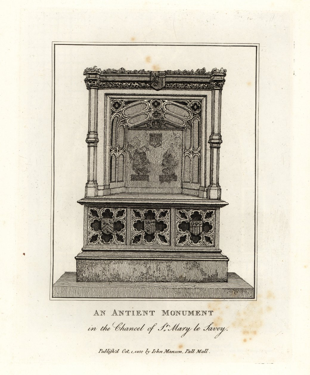 Antico monumento nel presbiterio di St Mary le Savoy (ora la Cappella Savoy) da John Thomas Smith