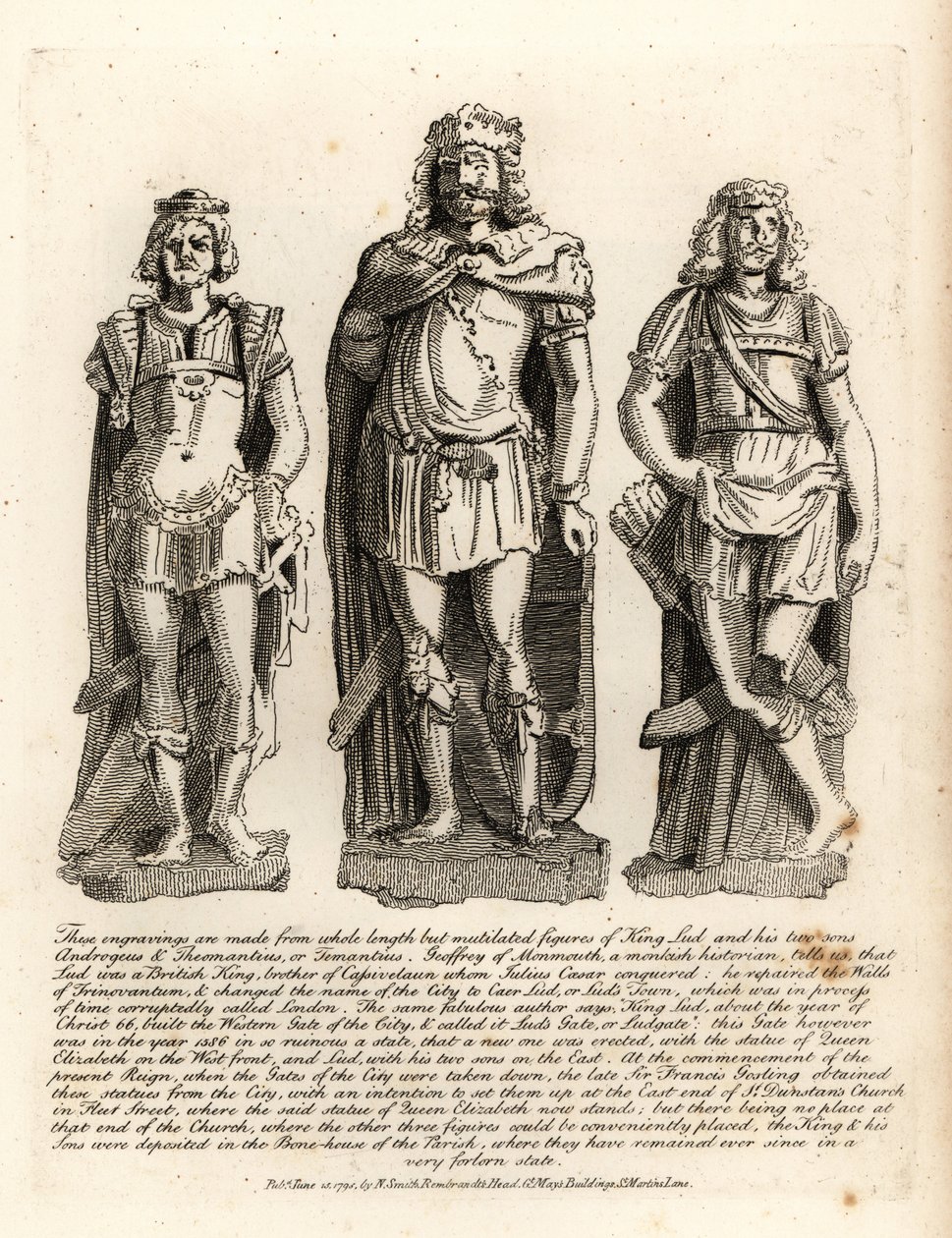 Re britannico Lud e i suoi figli Angrogeus e Theomantius (Temantius), riparatore delle mura di Trinovantum, poi Caer Lud o Lud