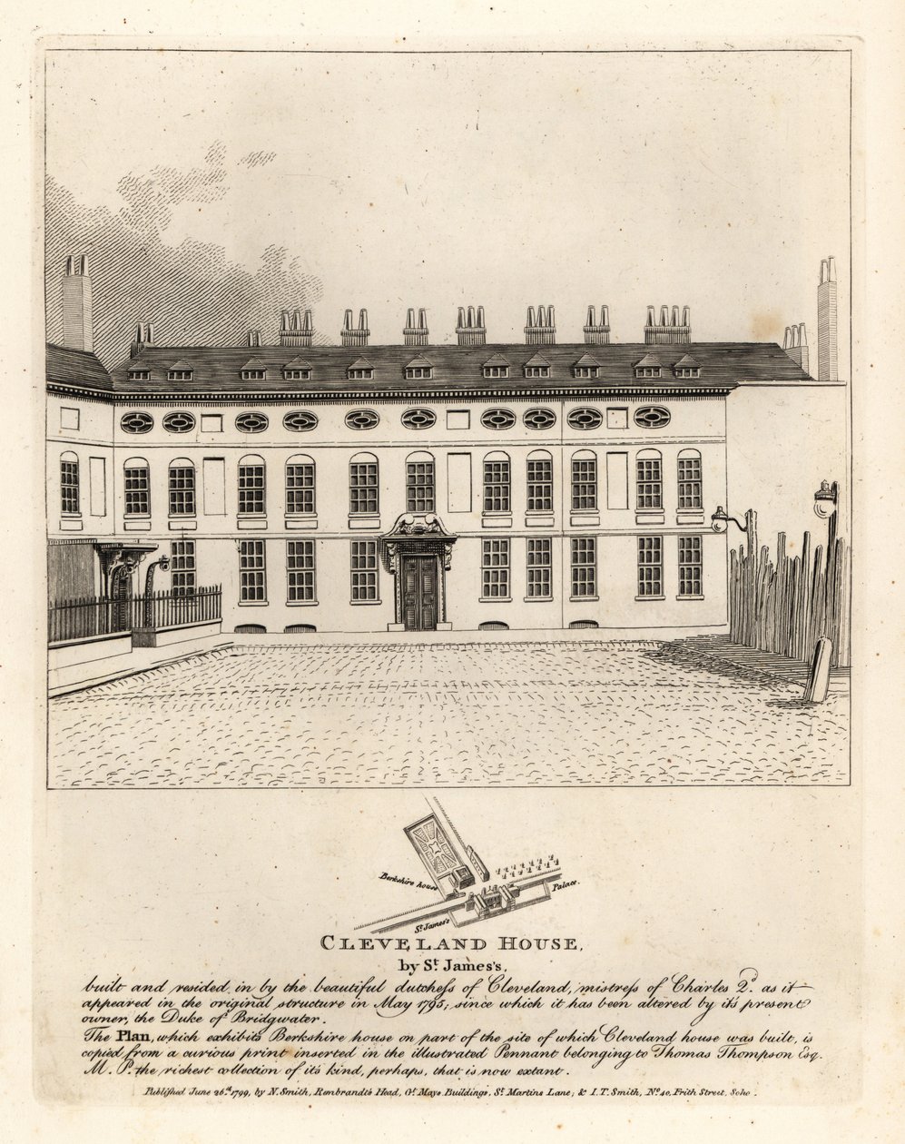 Cleveland House vicino a St James Palace, Londra da John Thomas Smith