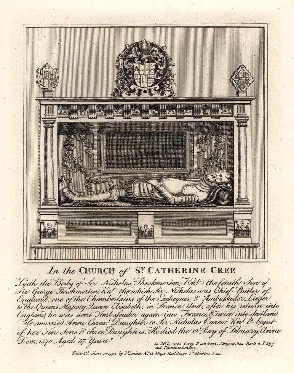 Effigie funeraria di Sir Nicholas Throkmorton da John Thomas Smith