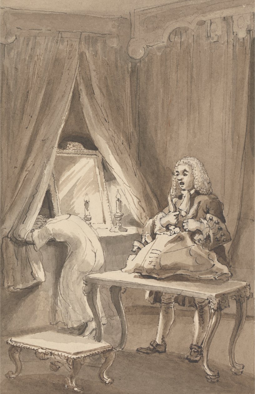 Hogarth Dopo che Sua Moglie Aveva Indossato una Nuova Camicia da Notte, Lega le Sue Cose per Spedirle a Sir James Thornhill con una Lettera in Cui Gli Diceva, 