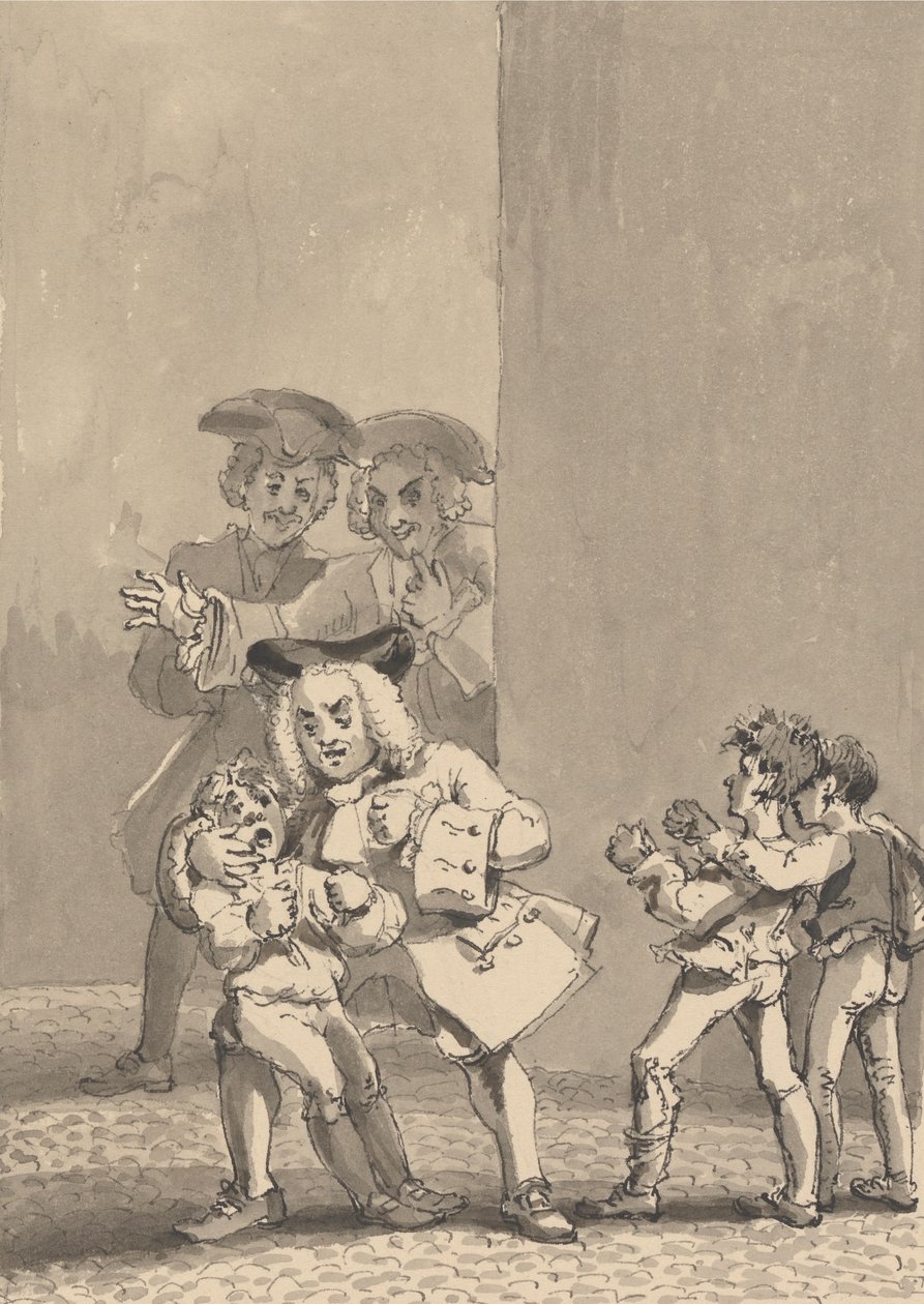 Hogarth Seguito da Barry e un Amico Viene Sorpriso a Incitare un Ragazzo a Combattere per Catturare la Sua Espressione di Paura da John Thomas Smith