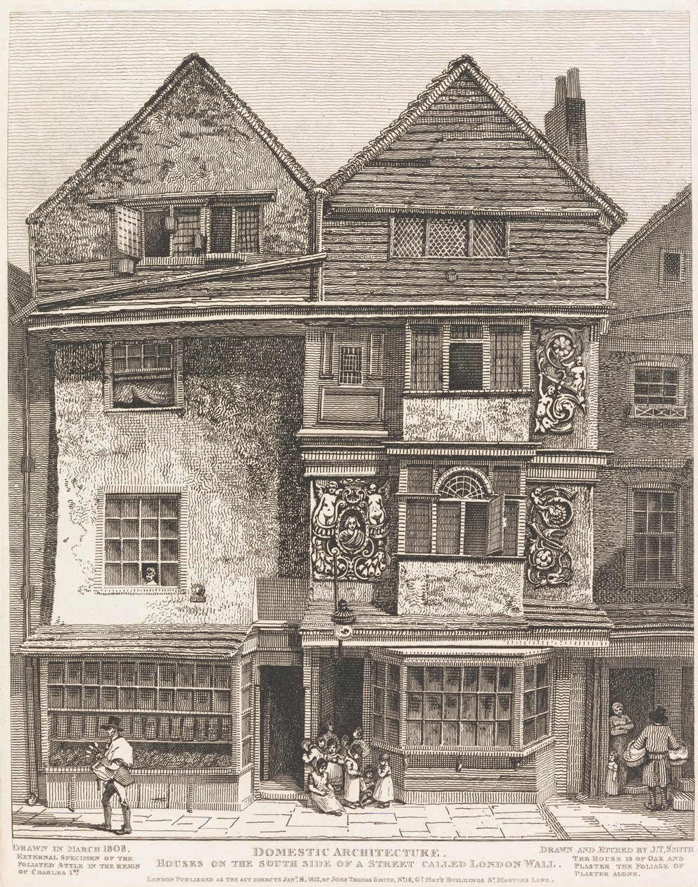 Case sul lato sud di una strada chiamata London Wall da John Thomas Smith