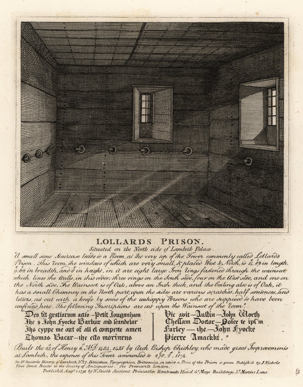 Prigione dei Lollardi, nella torre del Lambeth Palace da John Thomas Smith
