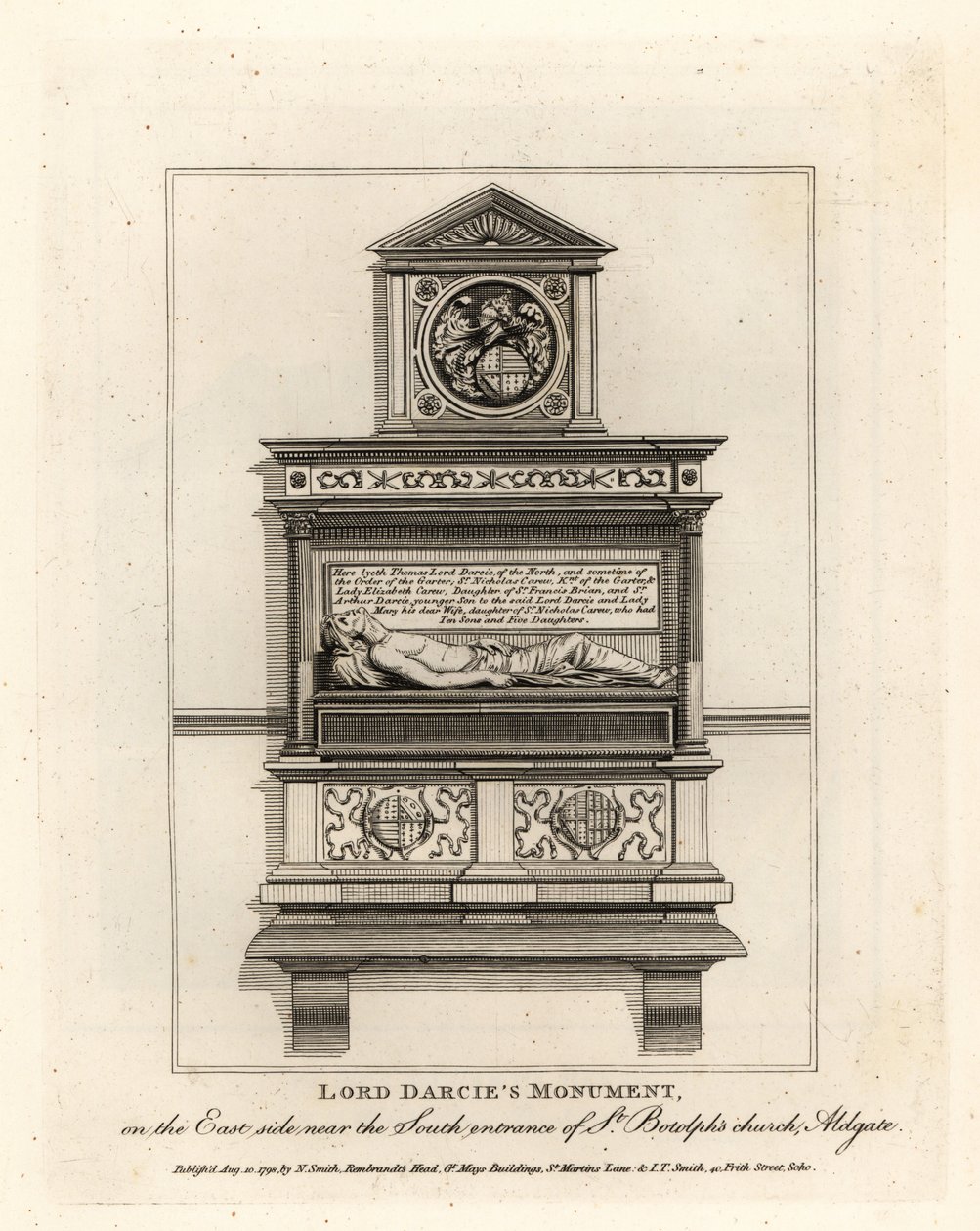 Monumento di Lord Darcie nella chiesa di St Botolph, Aldgate da John Thomas Smith