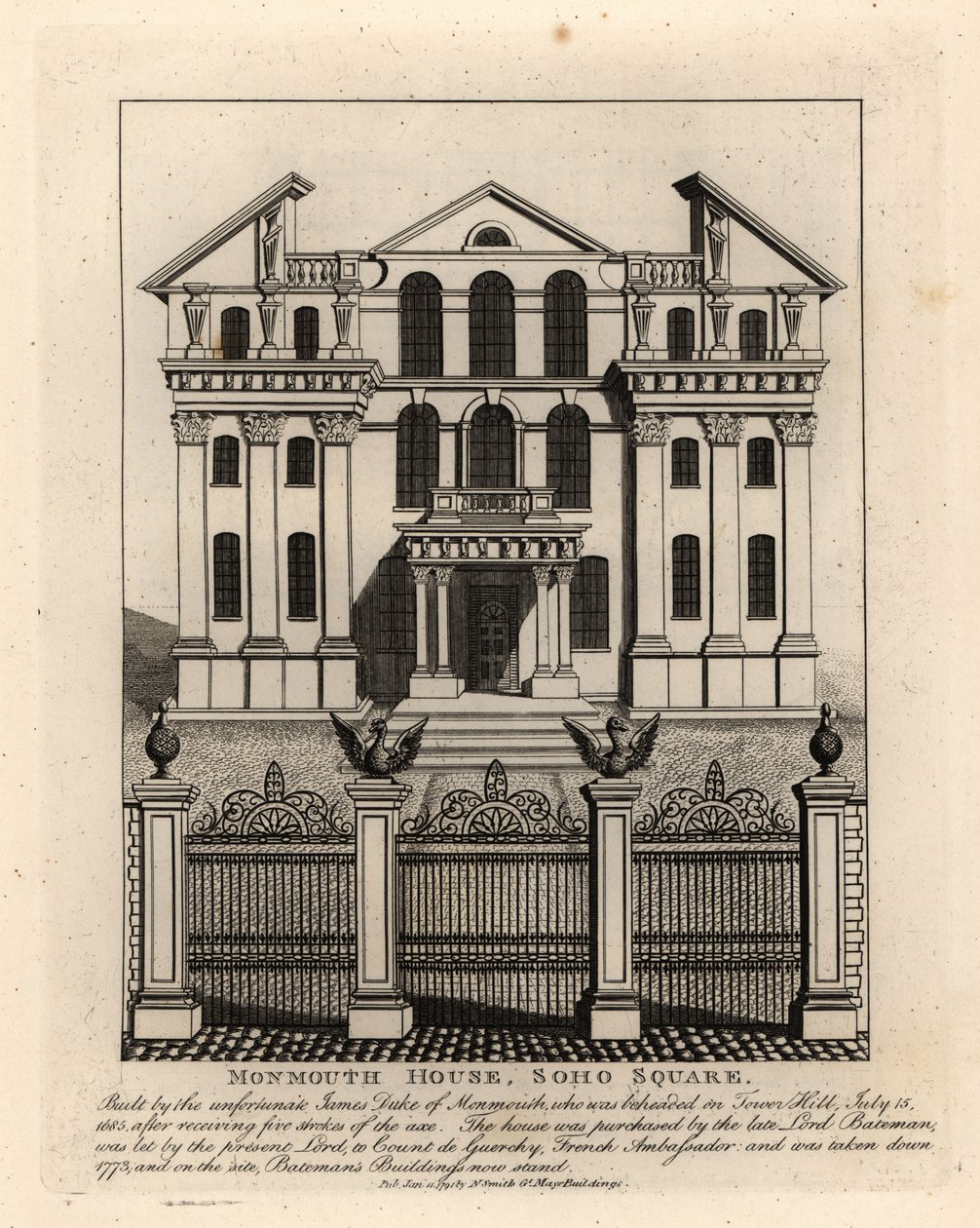 Casa di Monmouth, Soho Square, demolita nel 1773 da John Thomas Smith