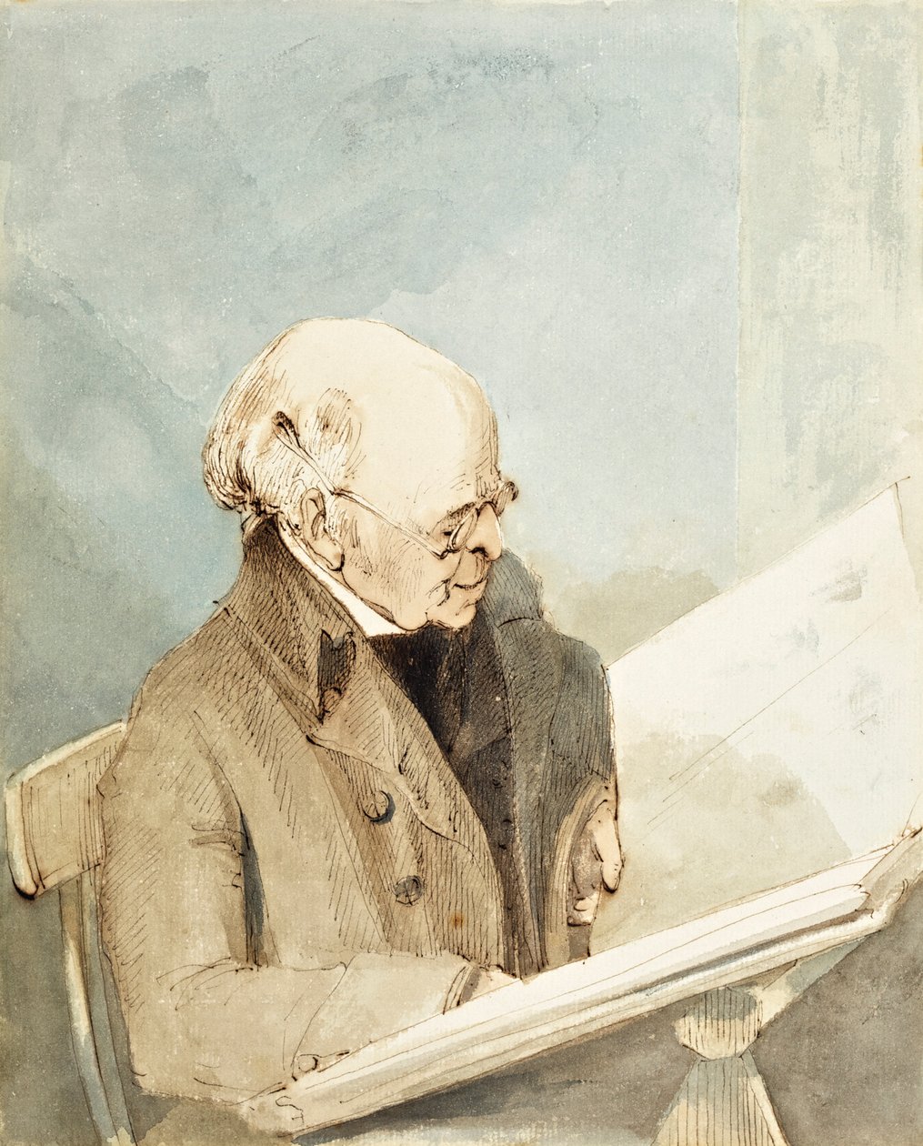 Mr Taylor, allievo di Hayman, nella Sala delle Stampe del British Museum, c.1820 da John Thomas Smith