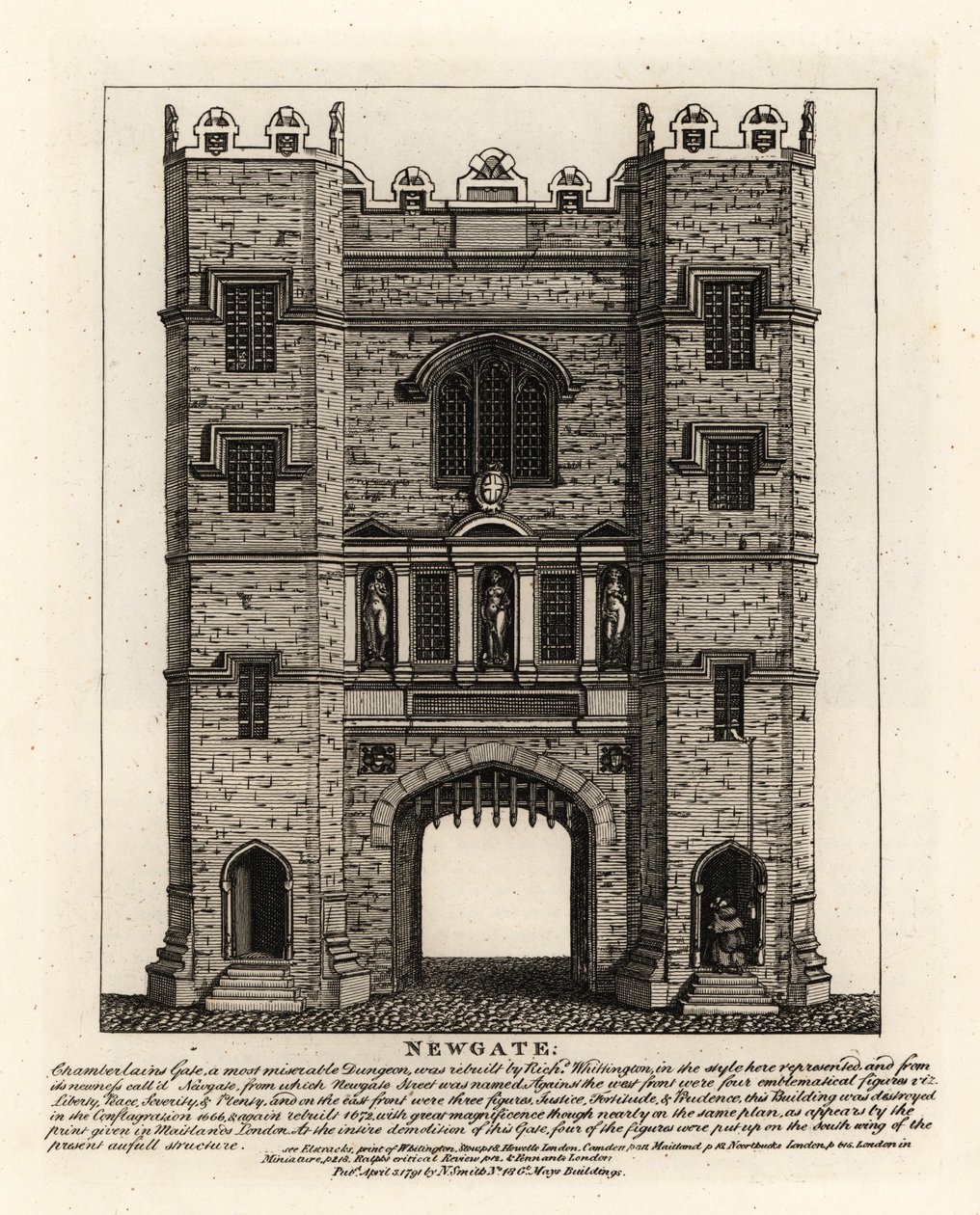 Newgate, ricostruita nel 1672 dopo l