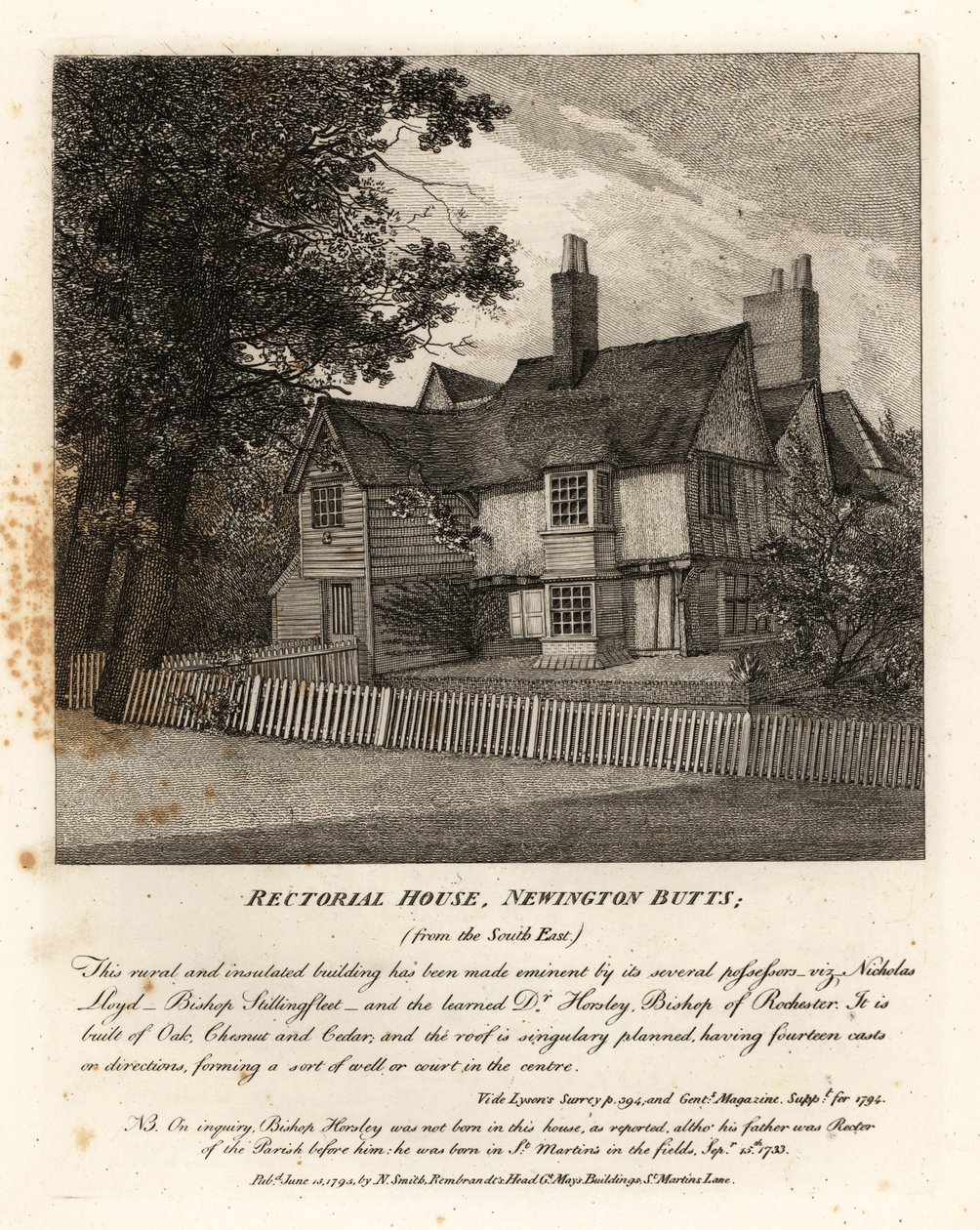 Casa Rettorale, Newington Butts da John Thomas Smith