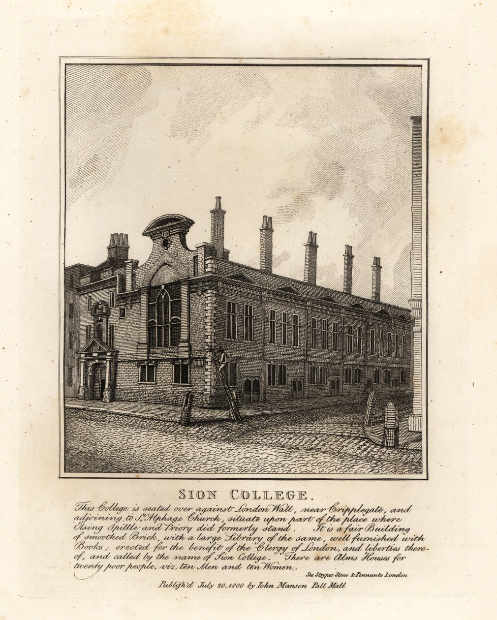 Sion College, presso London Wall, vicino a Cripplegate da John Thomas Smith