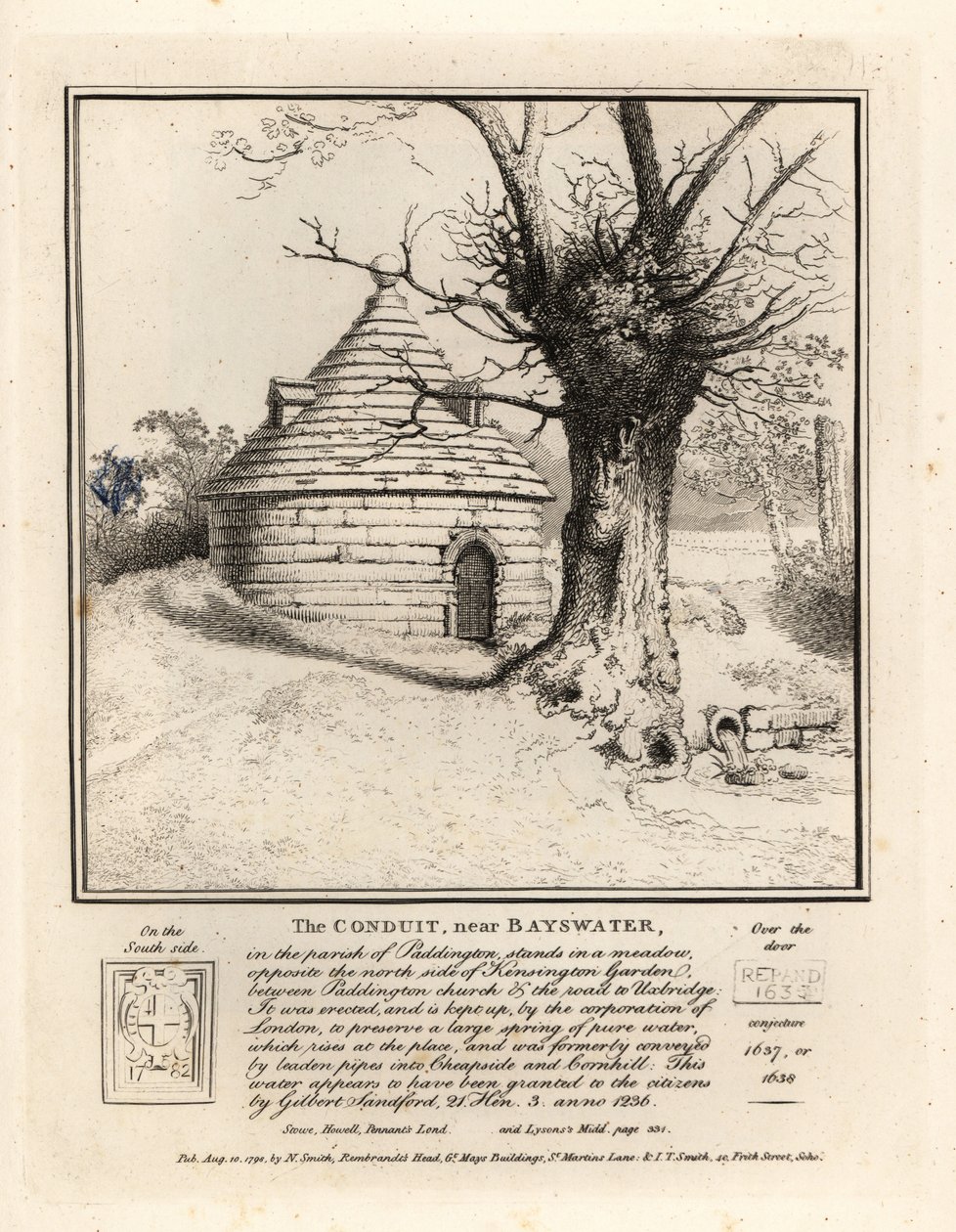 Il condotto vicino a Bayswater, Paddington, costruito per preservare una grande sorgente di acqua pura da John Thomas Smith