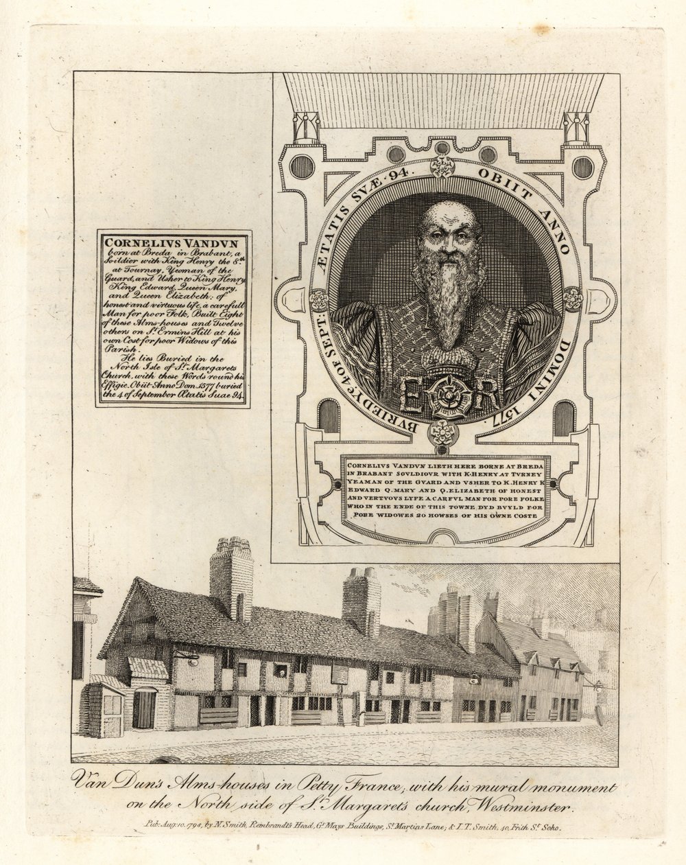 Case di riposo di Van Dun in Petty France, con il suo monumento murale nella Chiesa di Santa Margherita, Westminster da John Thomas Smith