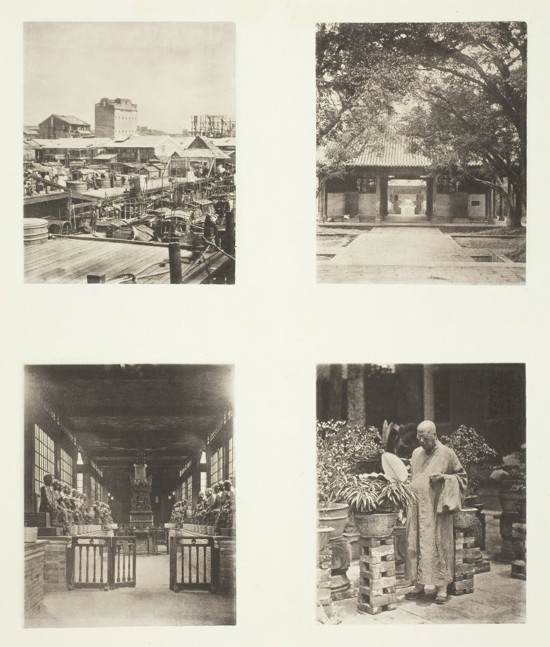 Un banco dei pegni a Canton, Tempio di Honam, Canton, Tempio dei Cinquecento Dei, Canton, c. 1868 da John Thomson