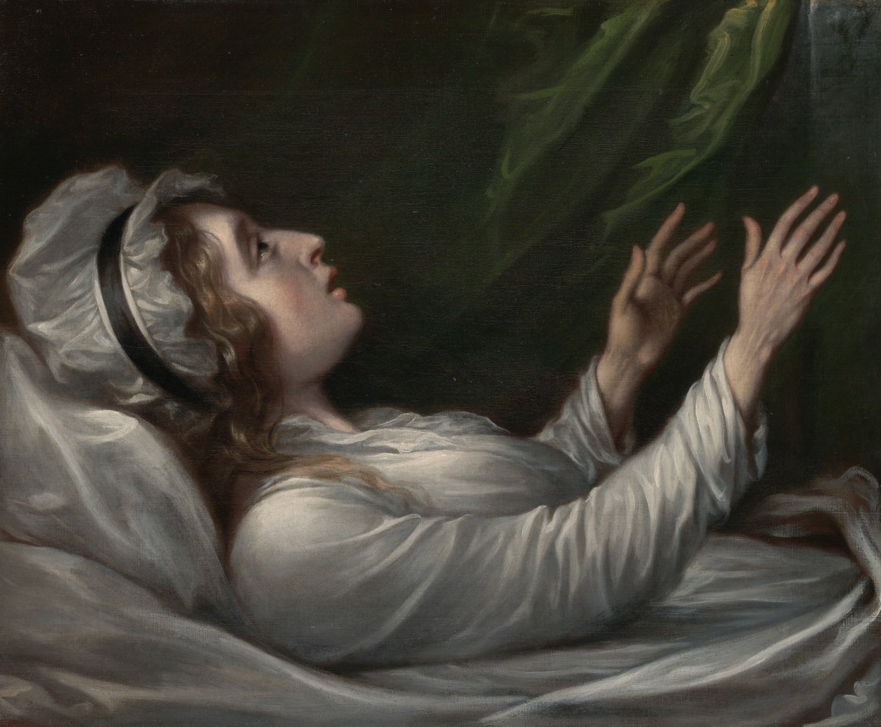 Sarah Trumbull sul letto di morte da John Trumbull