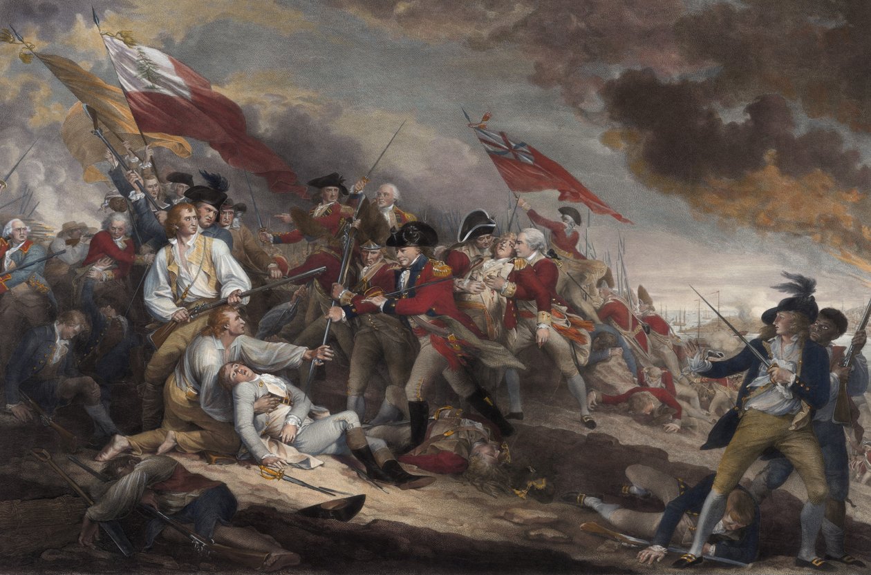 La morte del generale Warren alla battaglia di Bunker Hill, 17 giugno 1775, pub. 1786 da John Trumbull
