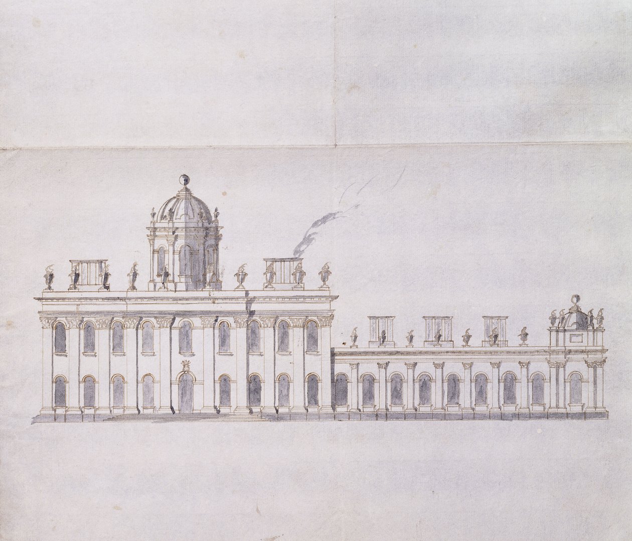 Castello Howard, Yorkshire: Schizzo Schematico a Matita che Mostra lo Sviluppo delle Ali del Cortile, c.1699 da John Vanbrugh
