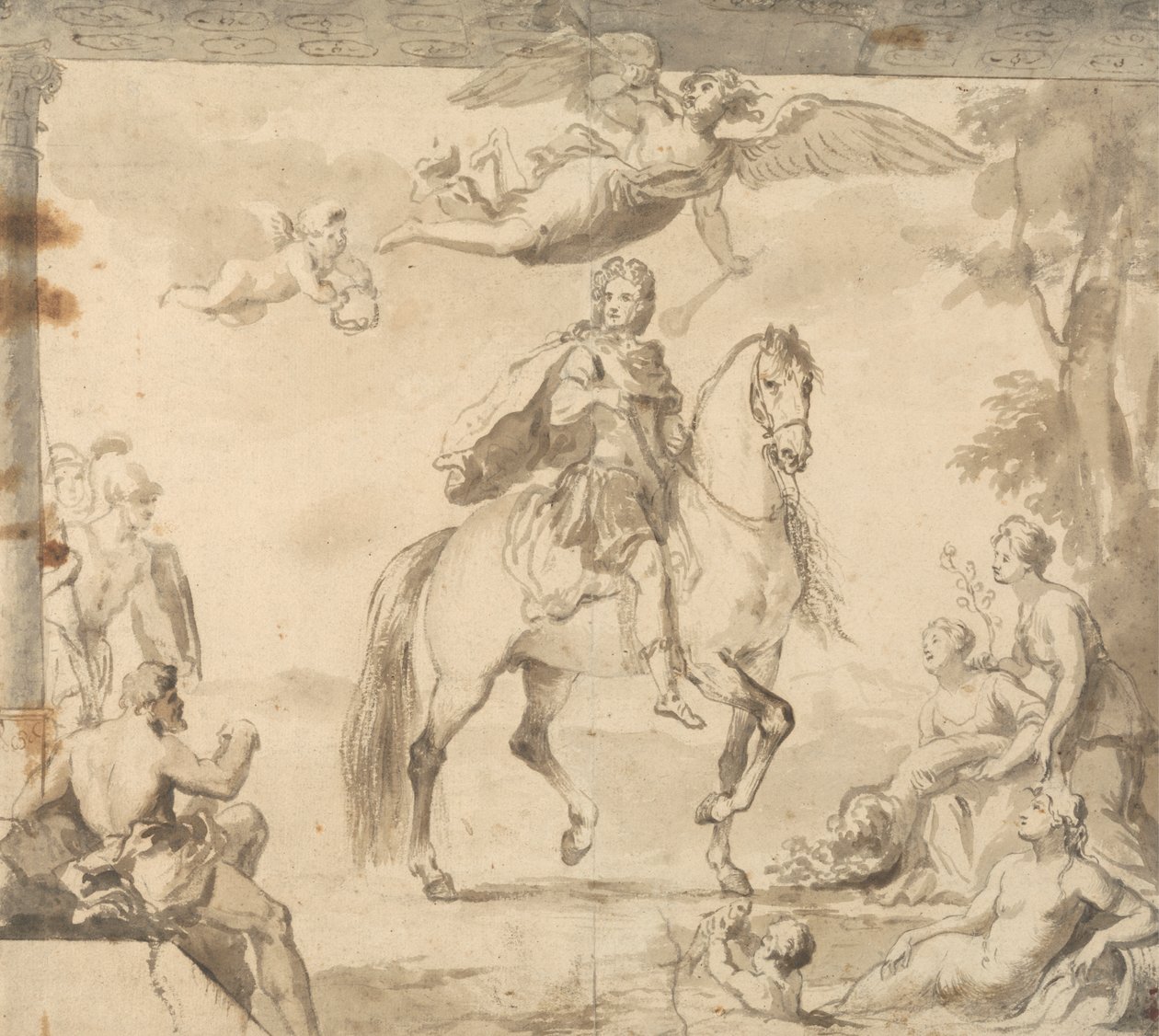 Studio preparatorio per la decorazione "Ritratto equestre di Giorgio I" da John Vanderbank