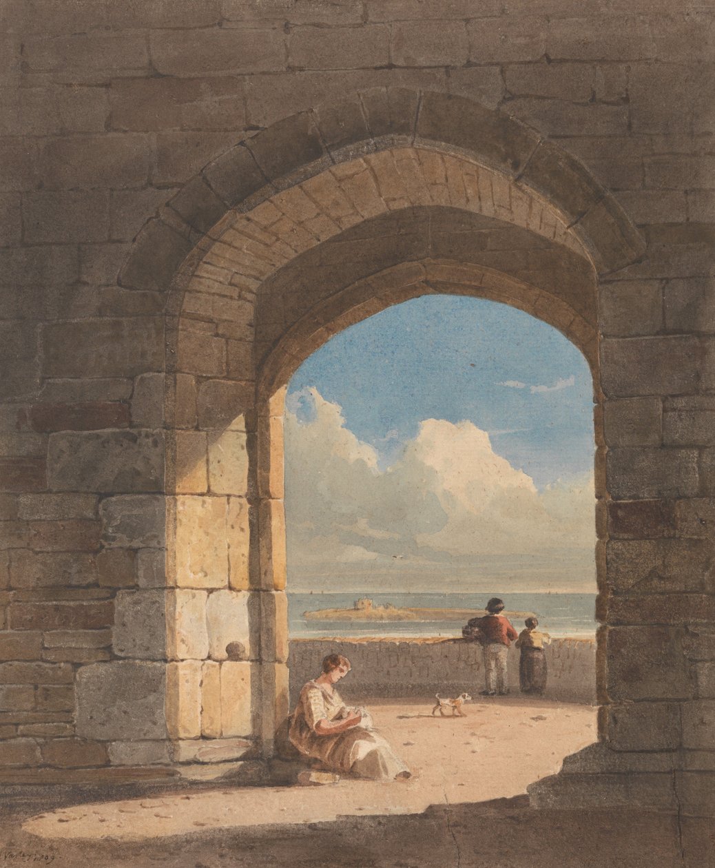Un arco a Holy Island, Northumberland da John Varley