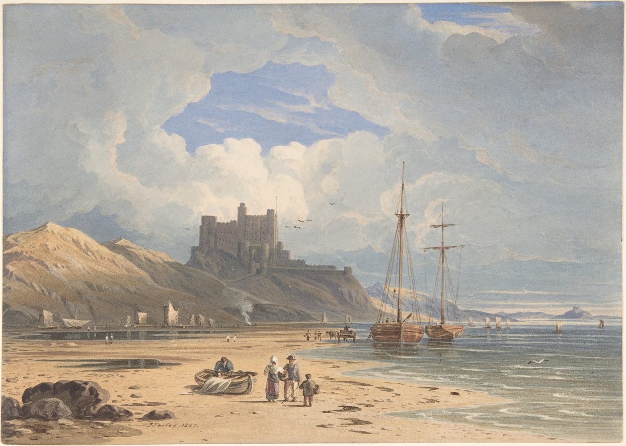 Castello di Bamborough da nord-est, con Holy Island in lontananza, Northumberland da John Varley