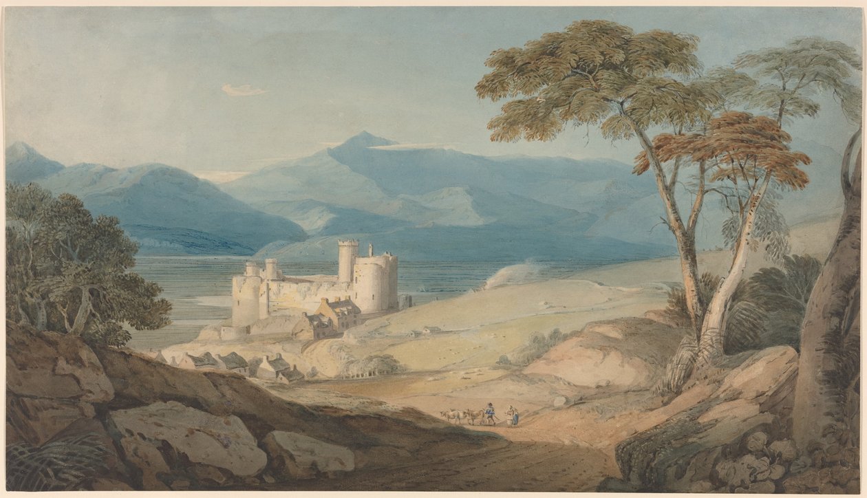 Il castello di Harlech e lo Snowdon da John Varley