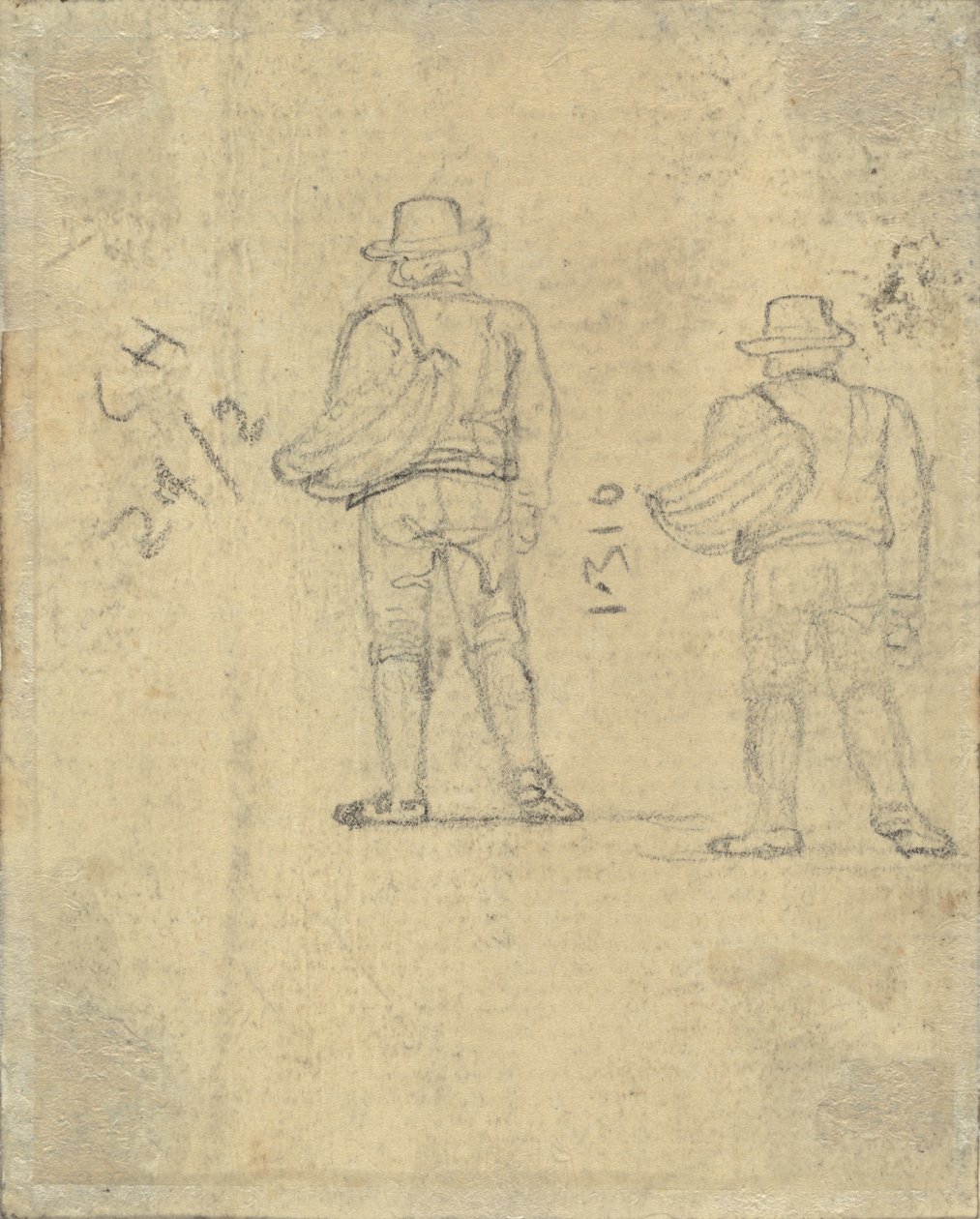 Due studi di una figura che tiene un cesto da John Varley