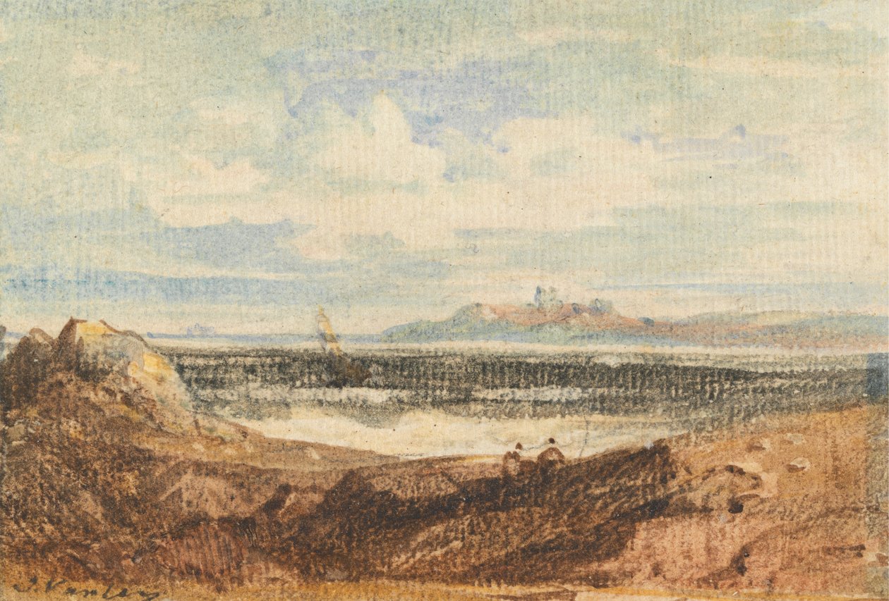 Veduta della costa frastagliata, Bamburgh, Northumberland da John Varley