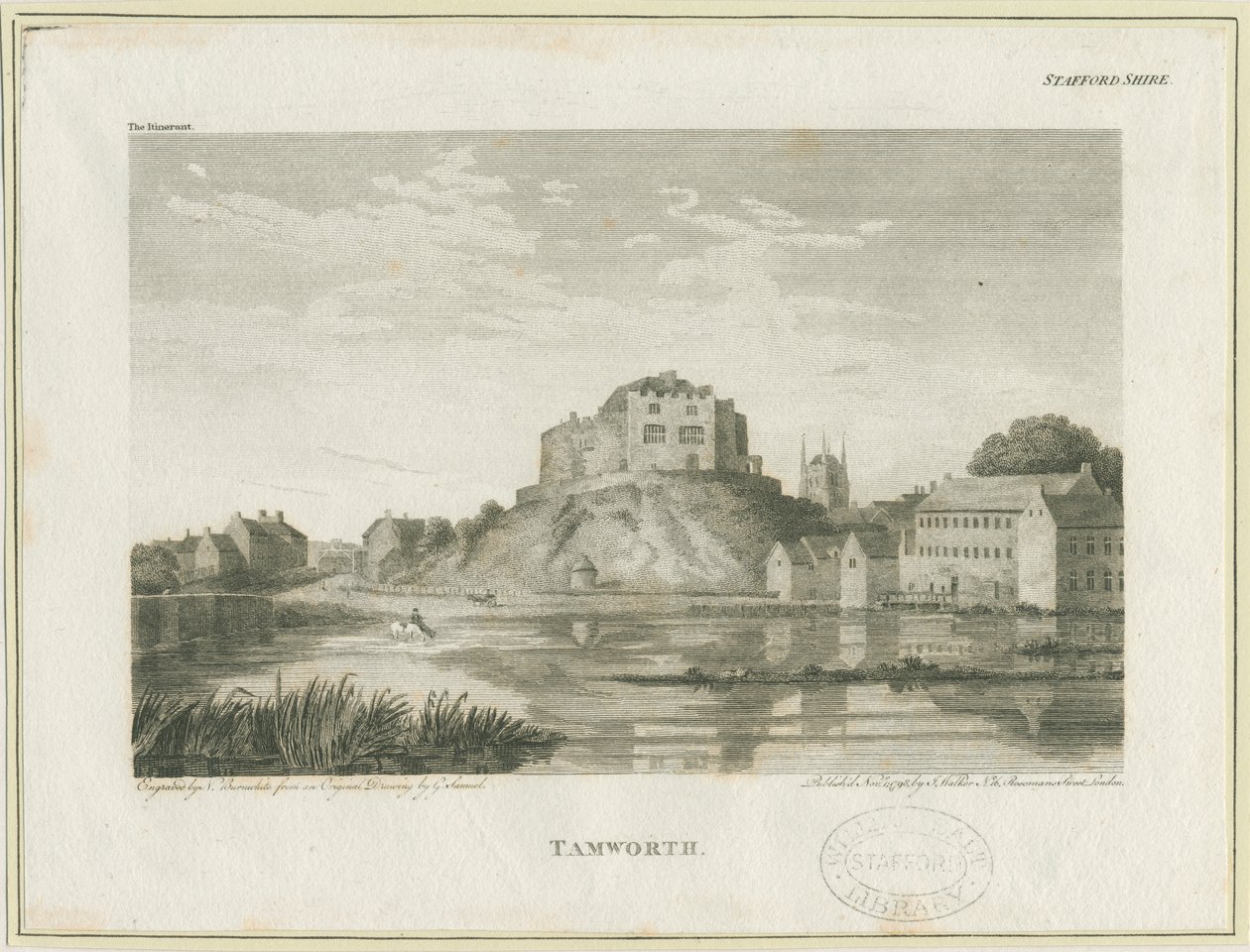 Castello di Tamworth: incisione da John Walker
