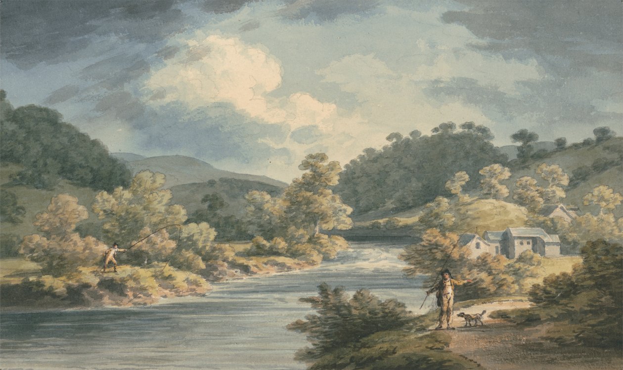 Un Pescatore nella Valle di Myfod, Sito del Palazzo della Principessa di Powis da John Warwick Smith