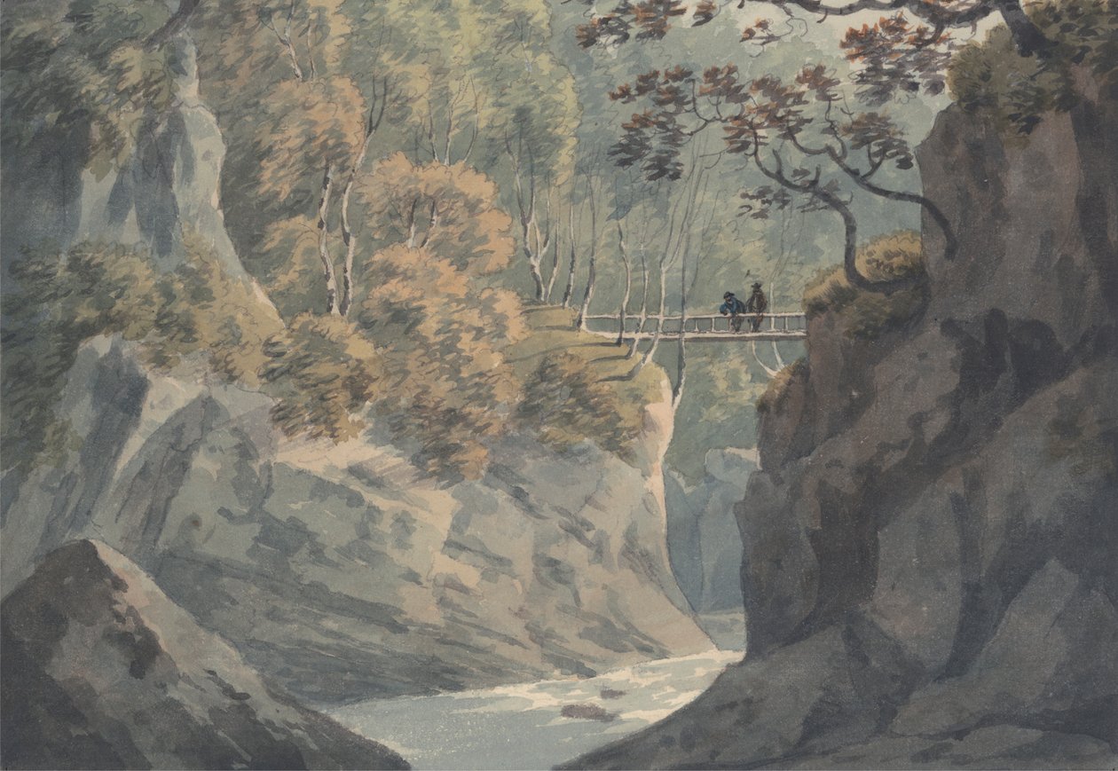 Ponte Alpino e Paesaggio Boschivo vicino a Pistil y Maw da John Warwick Smith