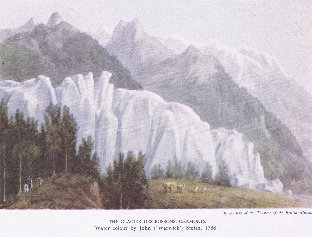 Il Ghiacciaio Des Bossons, Chamonix, da British Adventure pubblicato da Collins, 1947 da John Warwick Smith