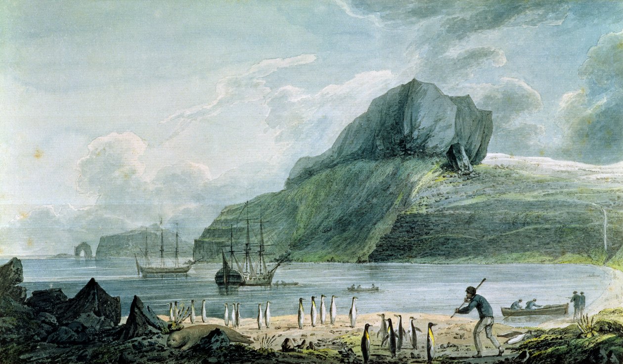 Veduta del porto di Natale nella terra di Kerguelen, 1781-4 da John Webber
