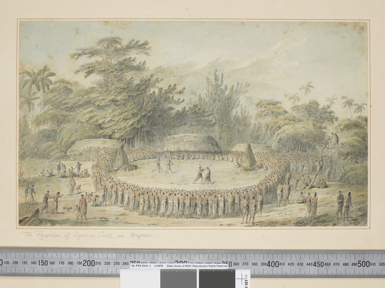 F.4 La ricezione del Capitano Cook a Hapaee, c.1773-84 da John Webber