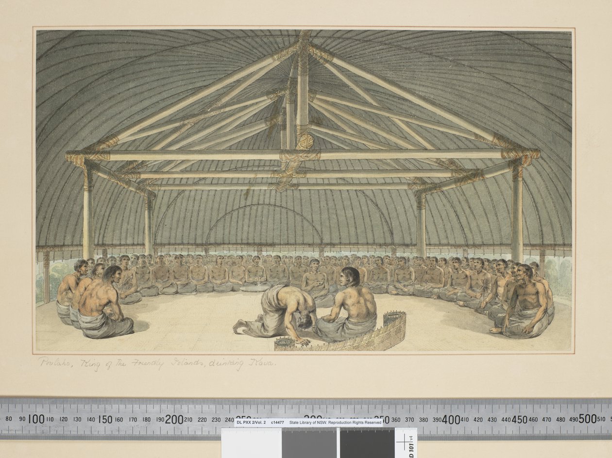 F.7 Poulaho, Re delle Isole Amiche, che beve Kava, c.1773-84 da John Webber