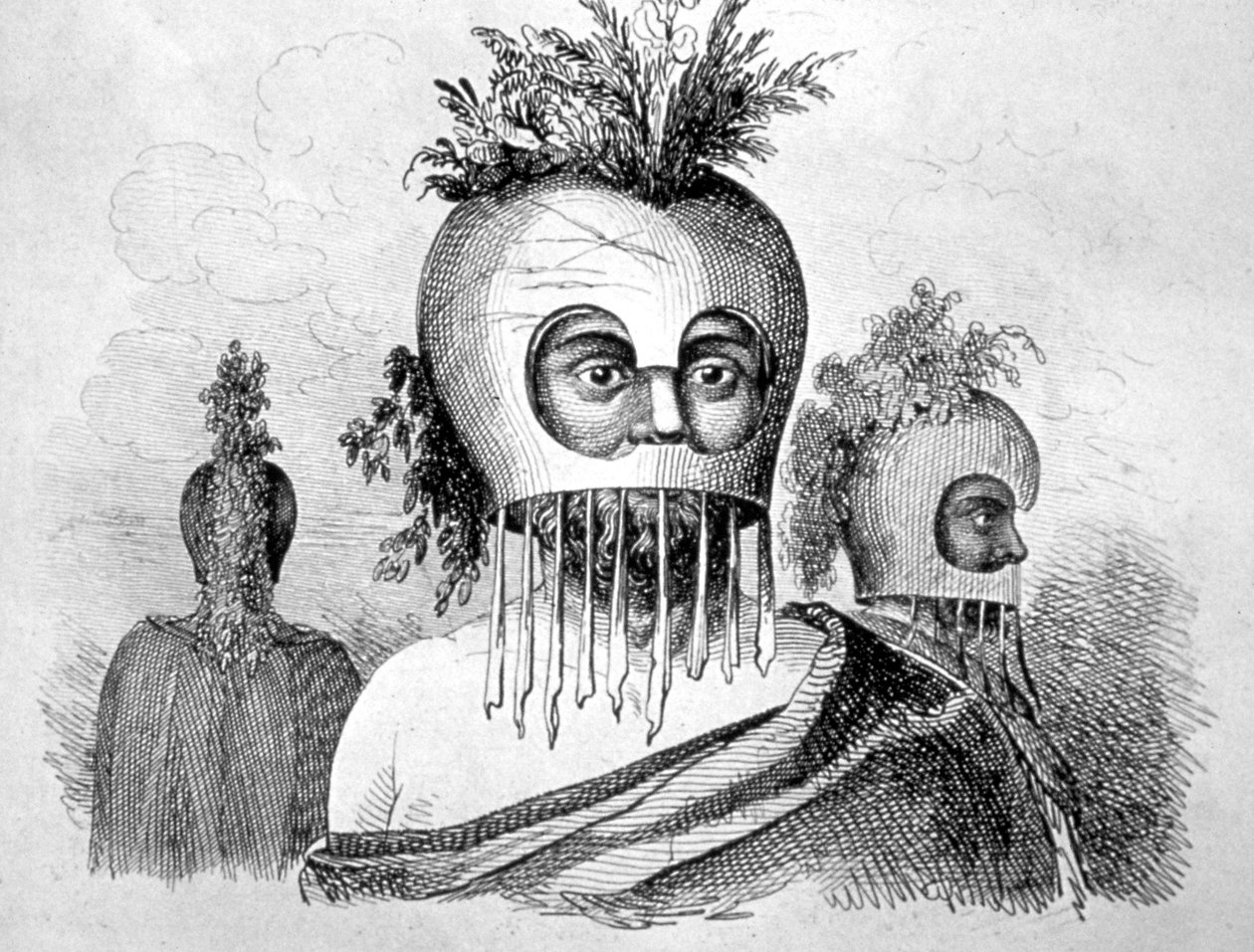 Uomo hawaiano con una maschera di zucca, XVIII secolo da John Webber