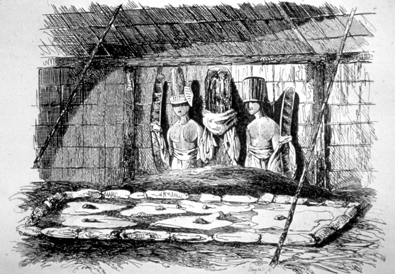 Interno di una capanna funebre, Tahiti da John Webber