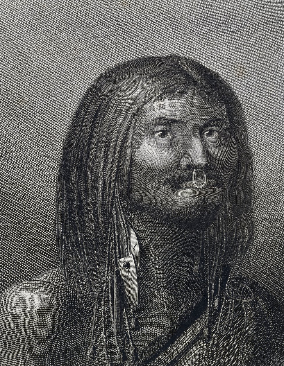 Uomo polinesiano di Nootka Sound, illustrazione di John Webber (1752-1793) realizzata durante il terzo viaggio (1776-1779) di James Cook (1728-1779) da John Webber