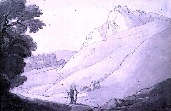 Paesaggio collinare con due figure da John White Abbott