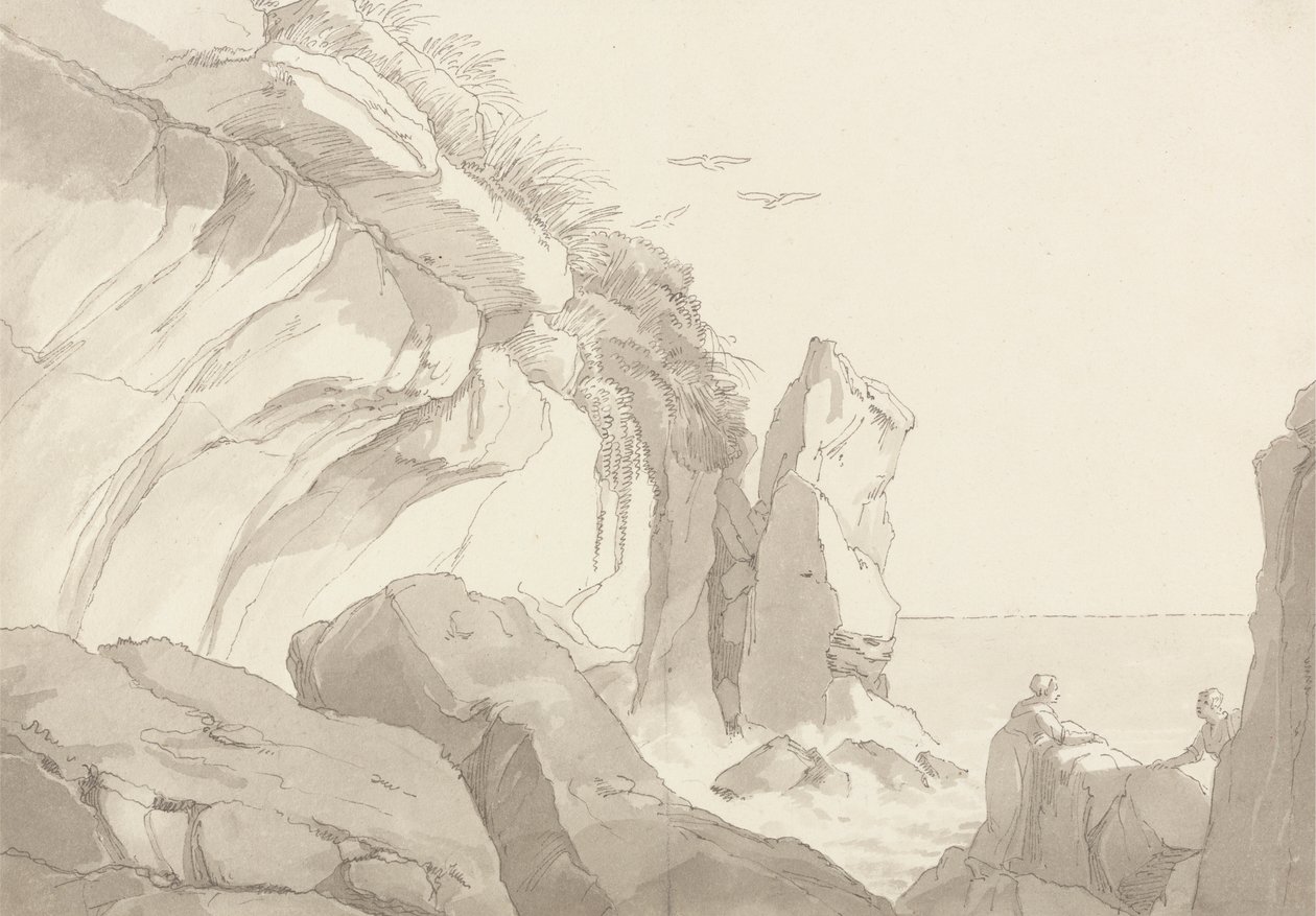 La Warren Vicino a Exmouth, Devon: Figure su Rocce al Bordo del Mare da John White Abbott
