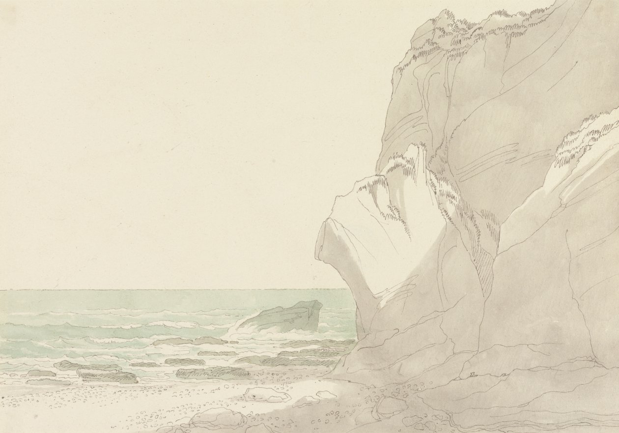Il Warren vicino a Exmouth, Devon: scogliere ripide a destra, mare e costa rocciosa a sinistra da John White Abbott