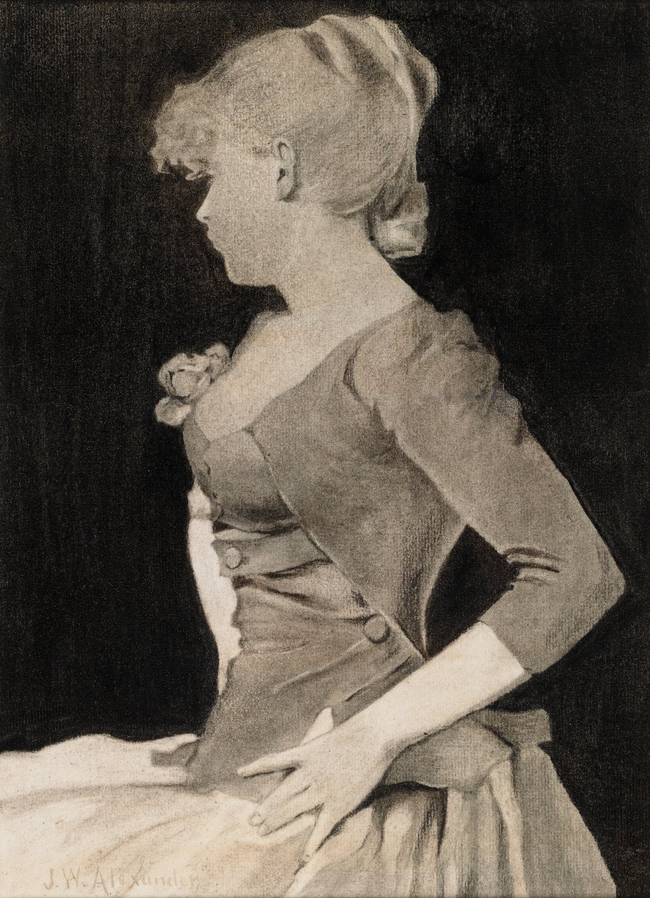Silhouette di una giovane ragazza" di John White Alexander, carboncino da John White Alexander