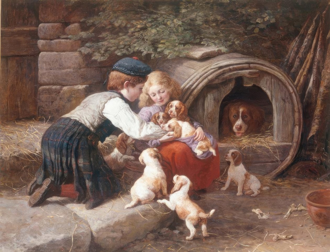 Giocando con i cuccioli da John William Bottomley