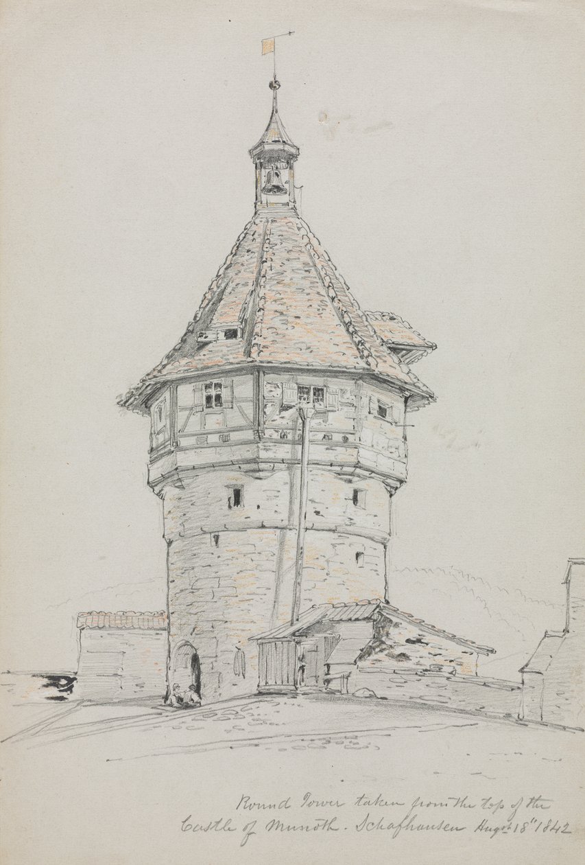 Torre rotonda, Castello di Munoth, Sciaffusa, Svizzera da John William Casilear