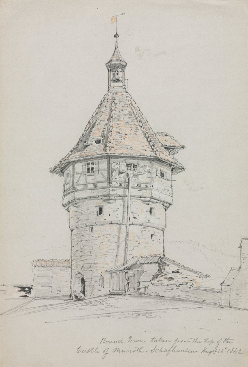 Torre Rotonda, Castello di Munoth, Sciaffusa, Svizzera, 1842 da John William Casilear