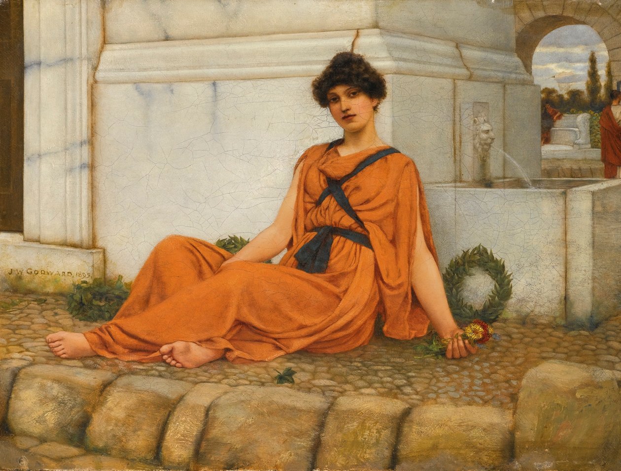 Riposo, la ragazza dei fiori da John William Godward
