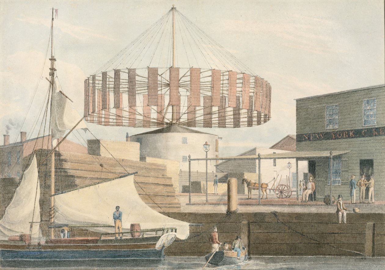 Mulino Circolare, King Street, New York, 1830 da John William Hill