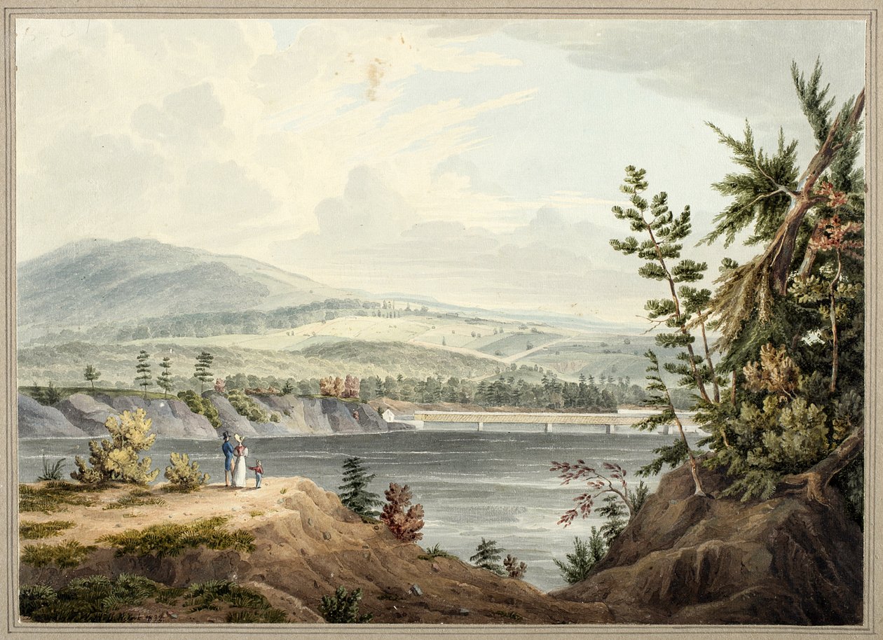 Ponte sul fiume Hudson vicino a Waterford, New York, 1832 da John William Hill